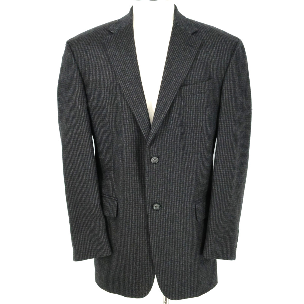 Oscar de la Renta Sport Coat Mens 46L Lambswool Brown Houndstooth Jacket Lined